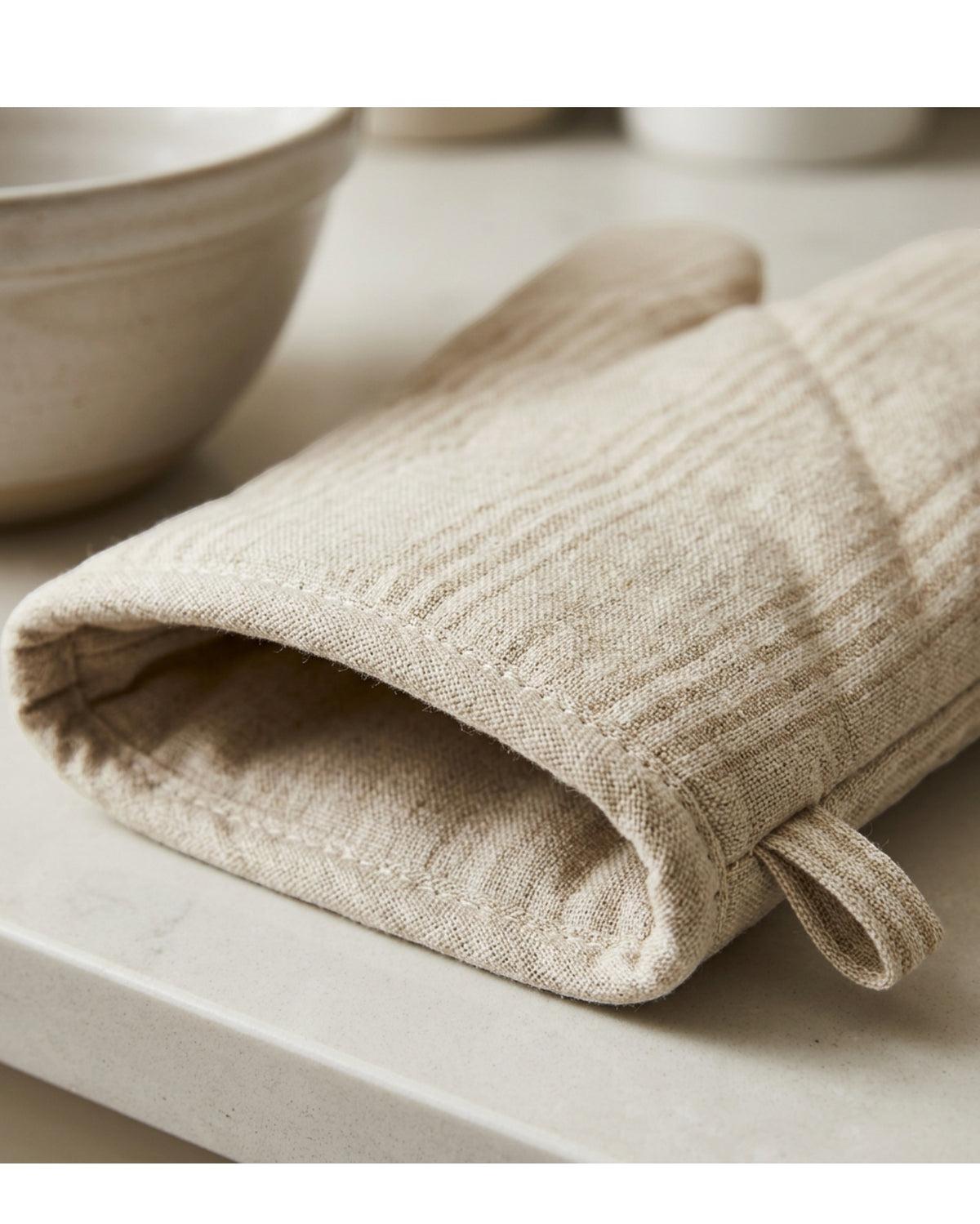 Flins Linen Oven Mitt Single Natural Stripe