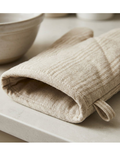 Flins Linen Oven Mitt Single Natural Stripe