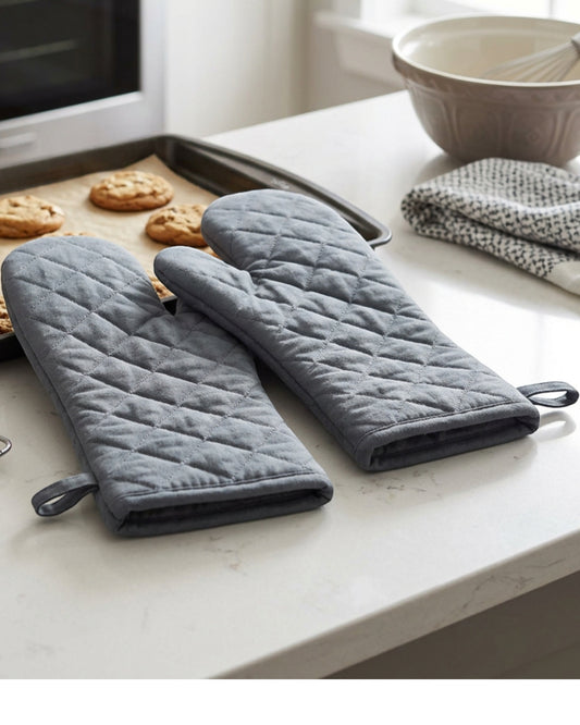 Flins Quilted Cotton Oven Mitt Pair Slate