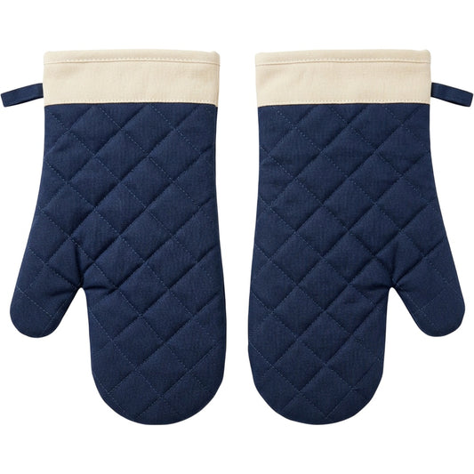 Flins Quilted Cotton Oven Mitts 30 cm Navy Pair - Product view