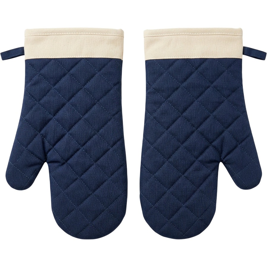 Flins Quilted Cotton Oven Mitts 30 cm Navy Pair