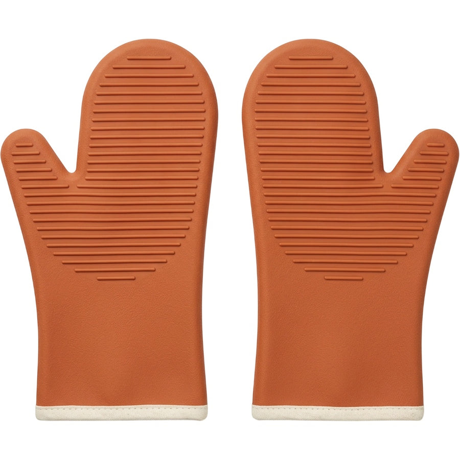 Flins Ribbed Silicone Oven Mitts 33 cm Terracotta Pair